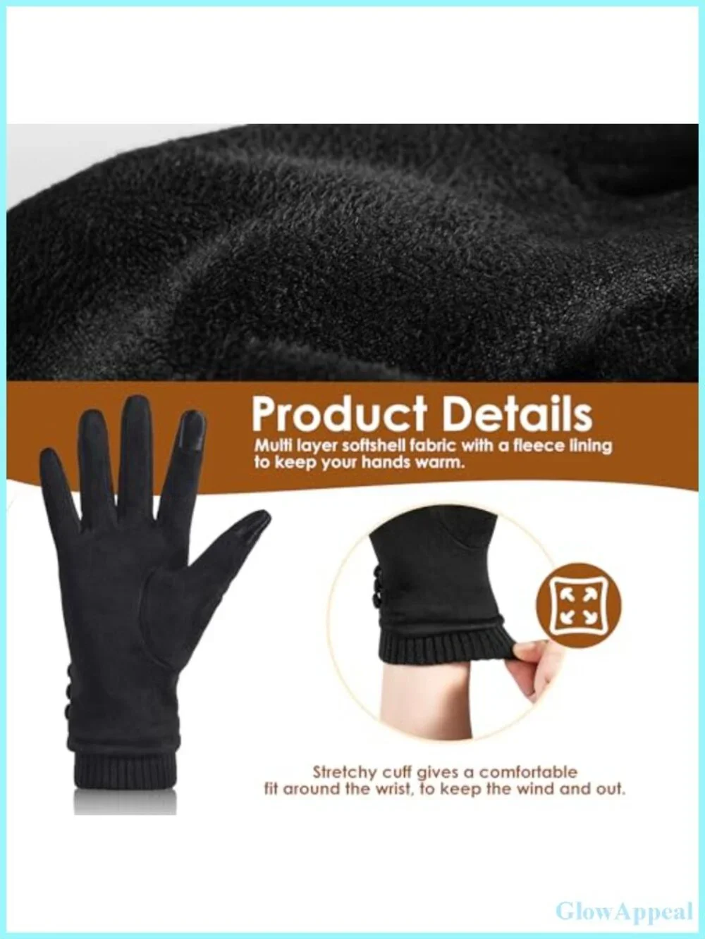 Women's Suede Gloves for Cold Weather, Fleece Lined Touchscreen Winter